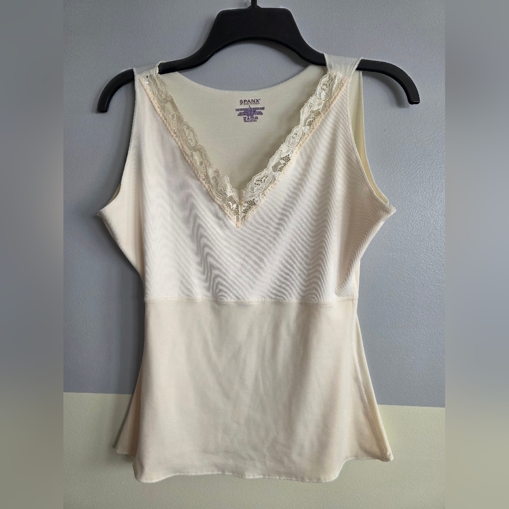 Spanx Women's Cream Lace Trim Camisole Body Shaper Large